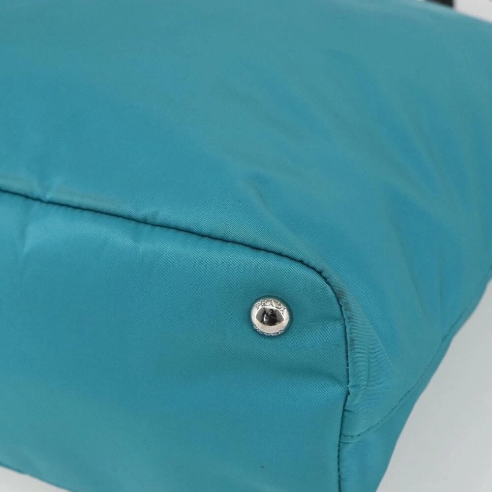 PRADA Tote Bag Nylon 2way Turquoise Blue Silver - Picture 3 of 16